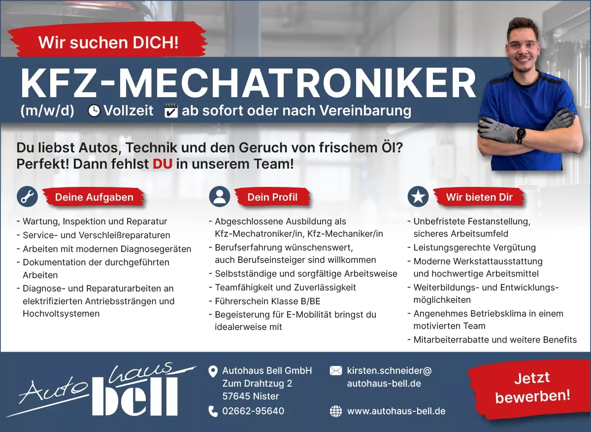 KFZ-Mechatroniker gesucht!